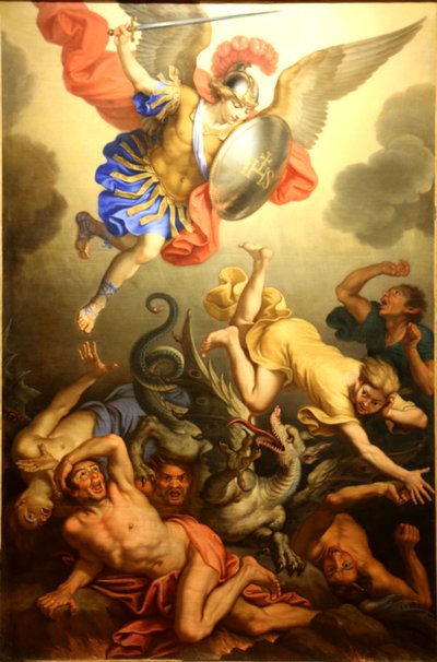 Sint-Michiel verplettert de rebelse engelen door Nicolas Mignard